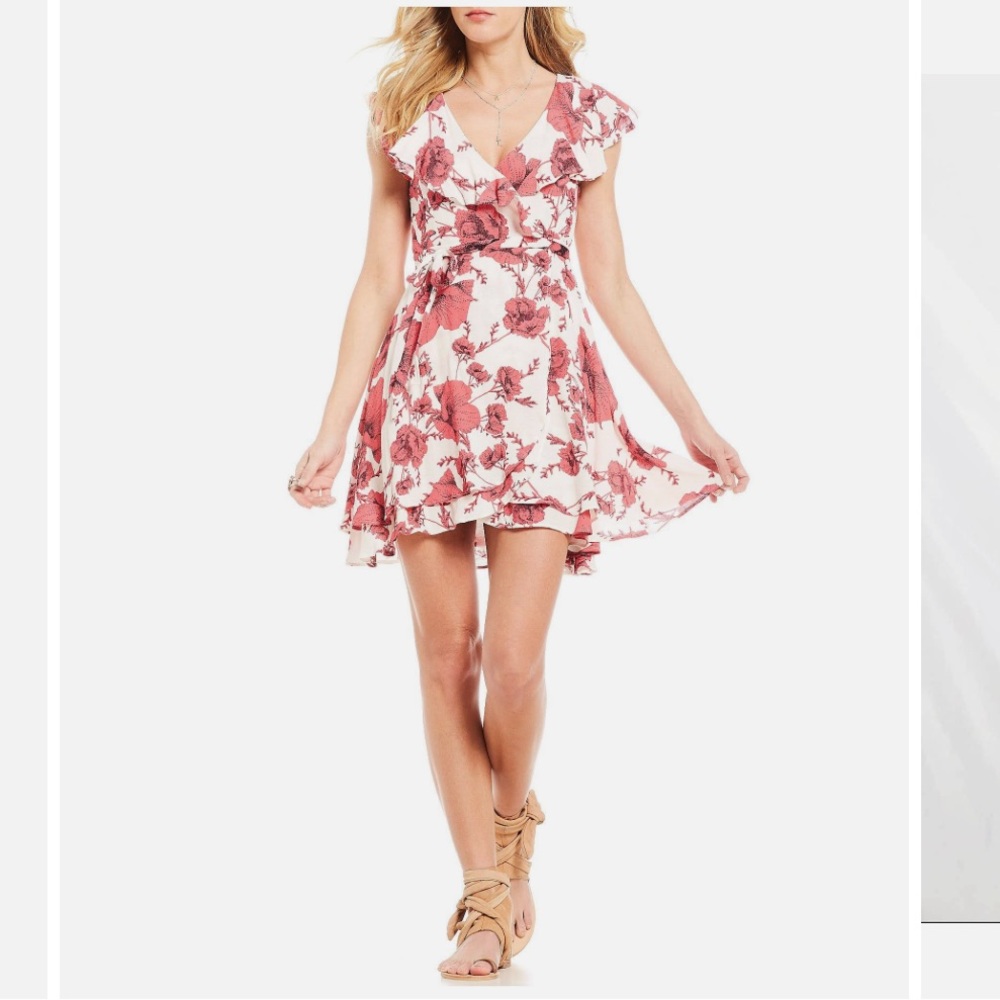 Free People 255694 Women's French Quarter Printed Mini Dress Ivory Size Large